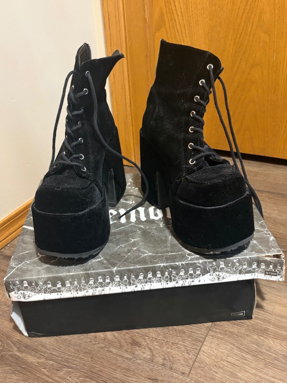 Black Velvet Platform Boots